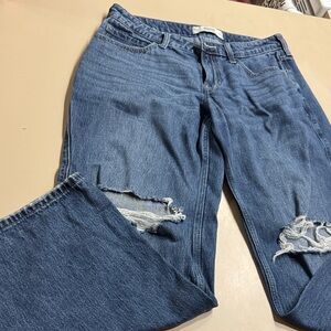 Hollister Blue Boyfriend Jeans with Distressed Details